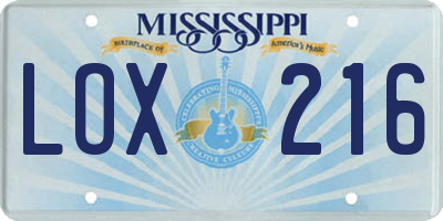MS license plate LOX216