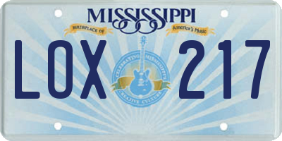 MS license plate LOX217