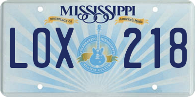 MS license plate LOX218