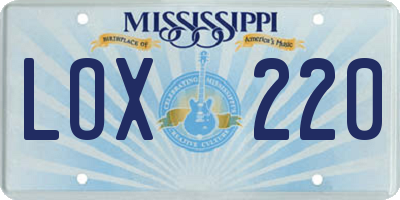 MS license plate LOX220