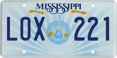 MS license plate LOX221