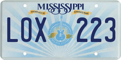 MS license plate LOX223