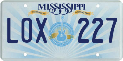 MS license plate LOX227