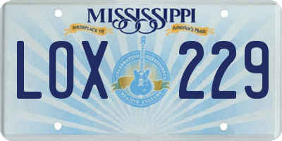 MS license plate LOX229