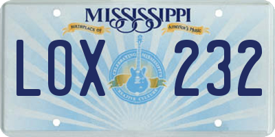 MS license plate LOX232