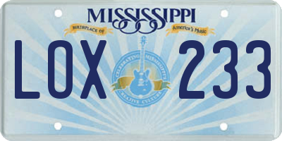 MS license plate LOX233