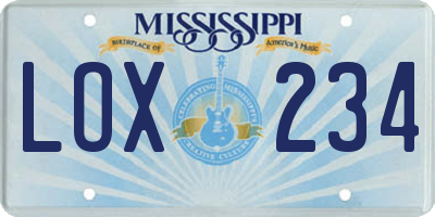 MS license plate LOX234