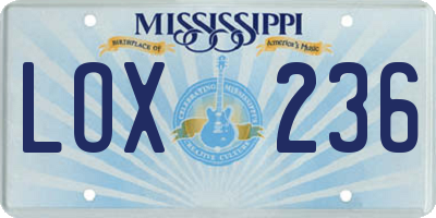 MS license plate LOX236