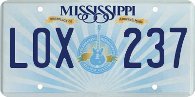 MS license plate LOX237