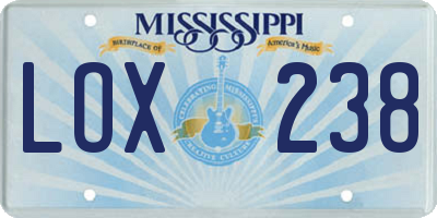 MS license plate LOX238