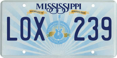 MS license plate LOX239