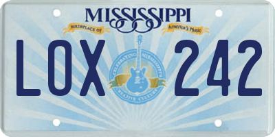 MS license plate LOX242