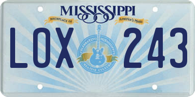 MS license plate LOX243
