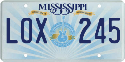 MS license plate LOX245