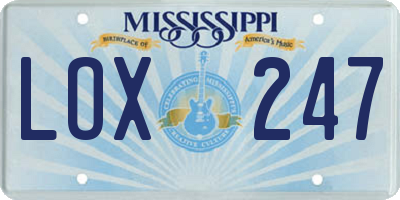MS license plate LOX247