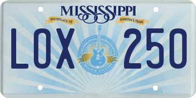 MS license plate LOX250