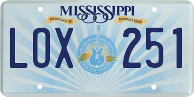 MS license plate LOX251