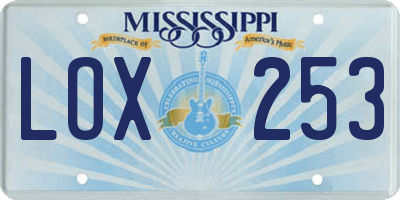 MS license plate LOX253