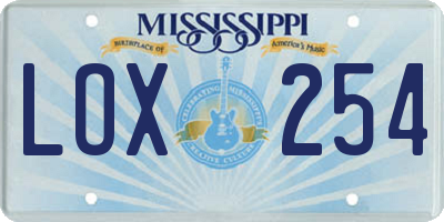 MS license plate LOX254