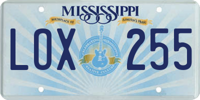 MS license plate LOX255