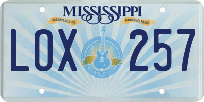 MS license plate LOX257