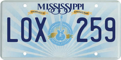 MS license plate LOX259