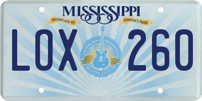 MS license plate LOX260