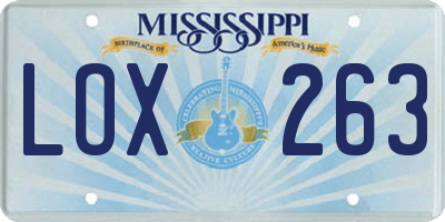 MS license plate LOX263