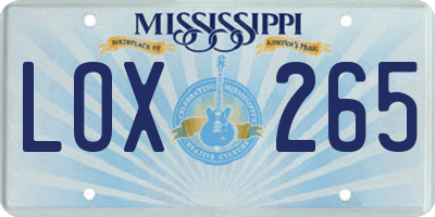 MS license plate LOX265