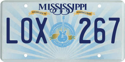 MS license plate LOX267