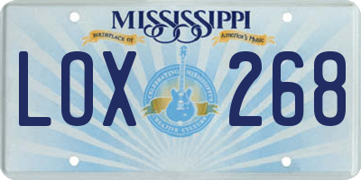MS license plate LOX268