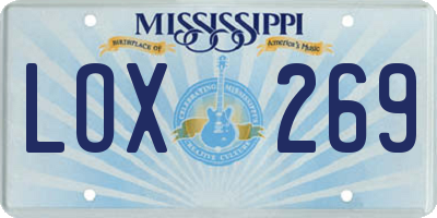 MS license plate LOX269