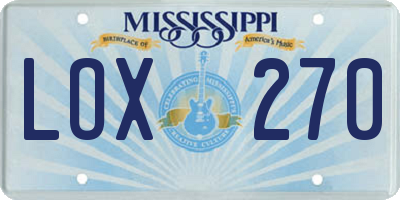 MS license plate LOX270