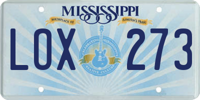 MS license plate LOX273