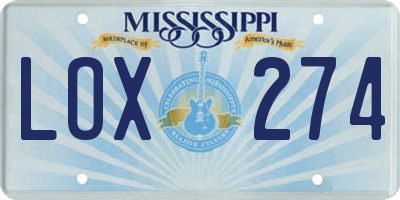 MS license plate LOX274