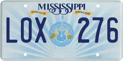 MS license plate LOX276