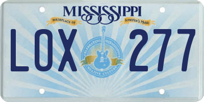 MS license plate LOX277