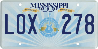 MS license plate LOX278