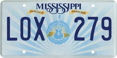 MS license plate LOX279