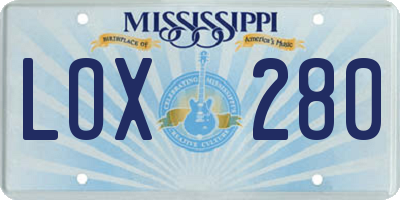 MS license plate LOX280