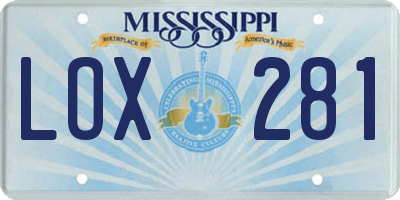 MS license plate LOX281