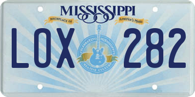 MS license plate LOX282