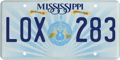 MS license plate LOX283