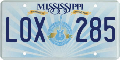 MS license plate LOX285