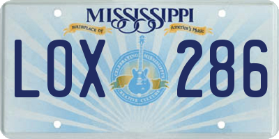 MS license plate LOX286