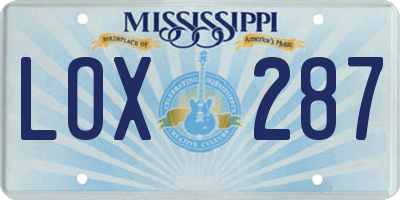 MS license plate LOX287
