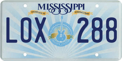 MS license plate LOX288