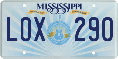 MS license plate LOX290