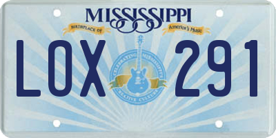 MS license plate LOX291