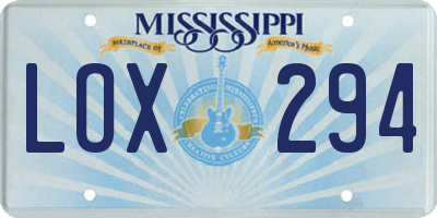 MS license plate LOX294